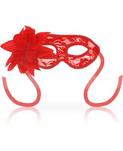 MASK WITH LACE AND FLOWER - RED