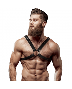 LEATHER CROSSED CHEST STRAP HARNESS MEN