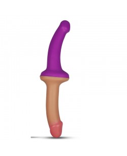 DOUBLE DILDO 12.5 NATURAL AND PURPLE LIQUID SILICONE