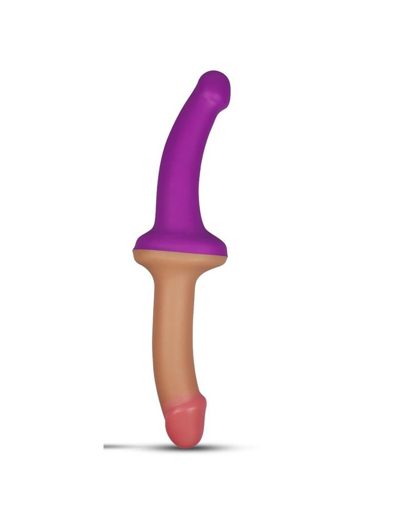 DOUBLE DILDO 12.5 NATURAL AND PURPLE LIQUID SILICONE