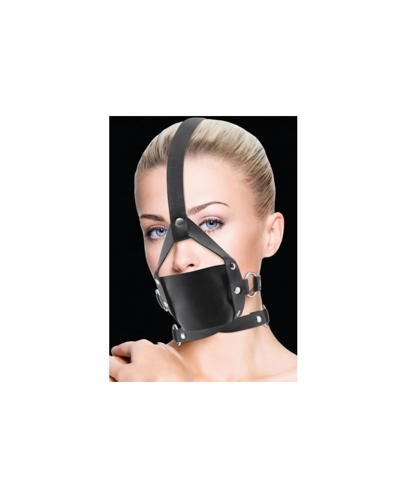 BLACK LEATHER GAG WITH STUDS