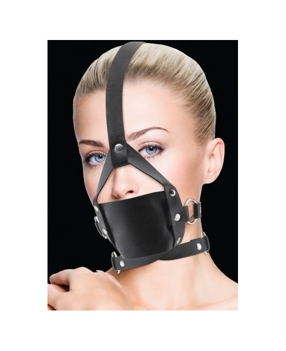 BLACK LEATHER GAG WITH STUDS